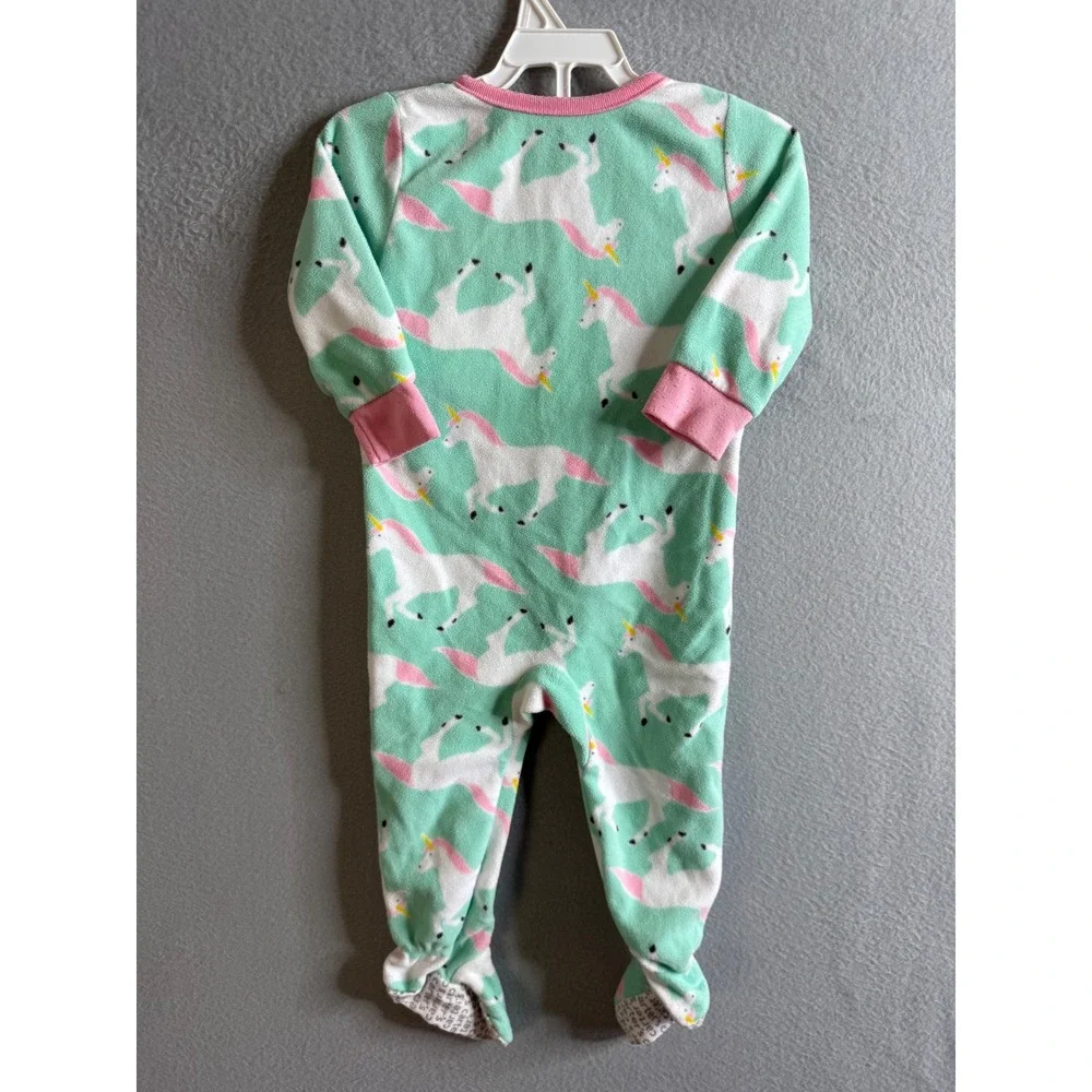 Carter's Footies Baby 12M‎ Unicorn Fleece Footed Pajamas Zip Up Sleepwear